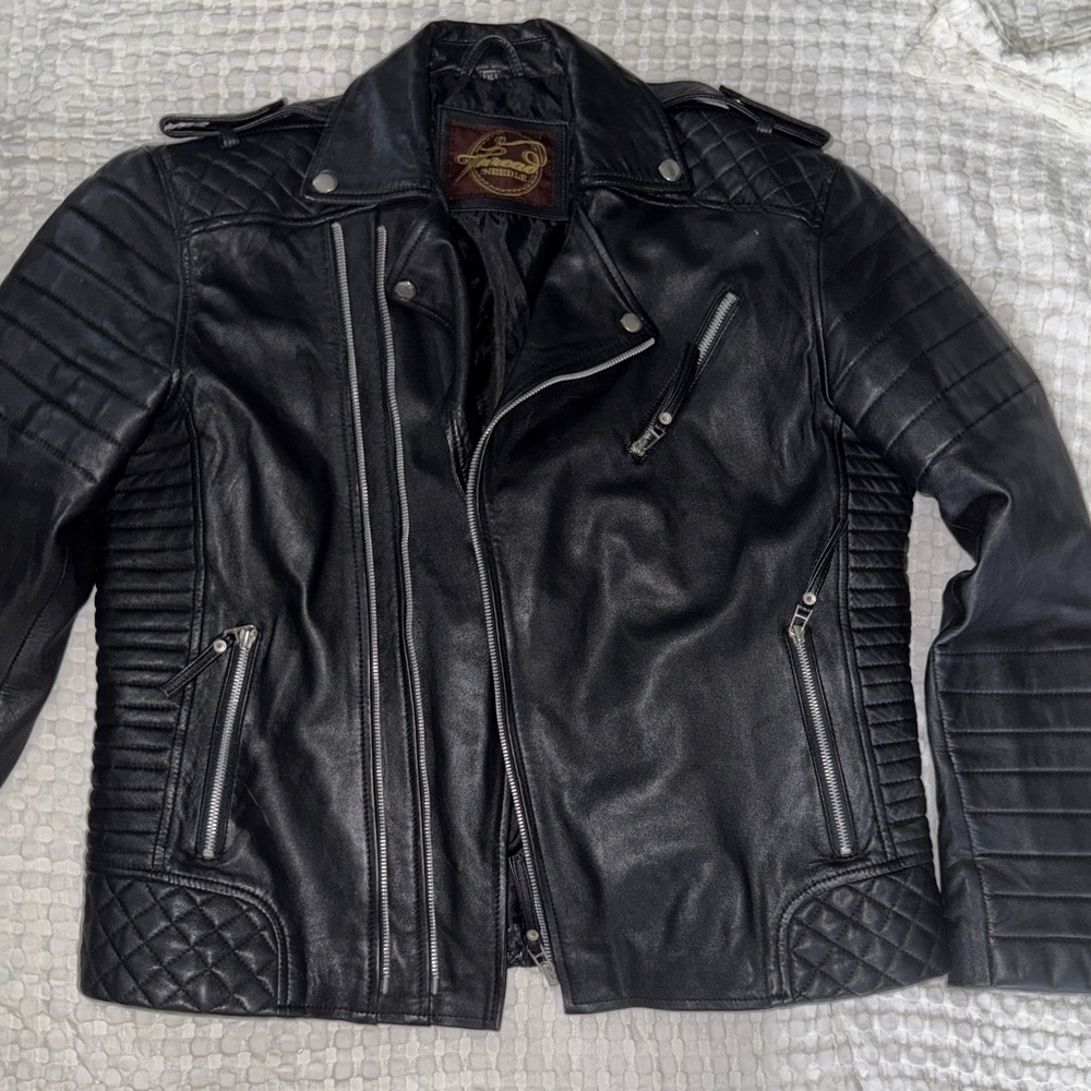 Men's Black Leather Biker Jacket